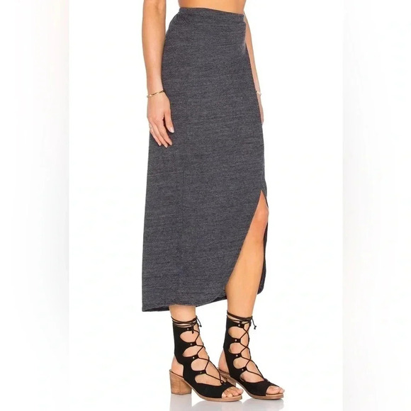 Revolve Nation Marnie Wrap Midi Skirt Knit High Rise Waist Grey Size XS - Picture 4 of 15